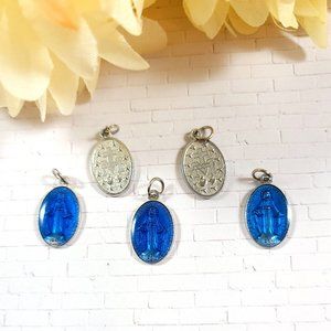 Blue Enamel Virgin Mary Miraculous Medals LOT of 5